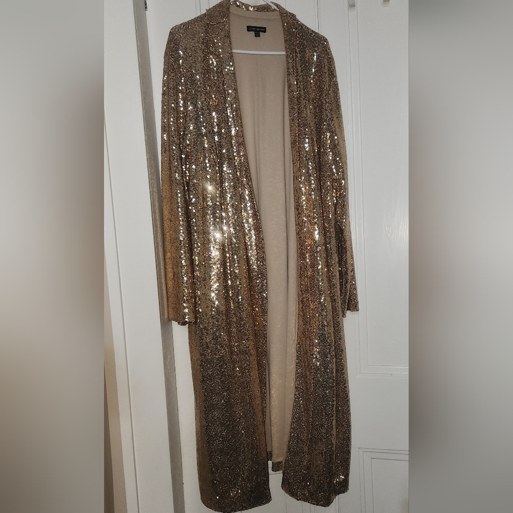 Gold Sequin Long Cardigan